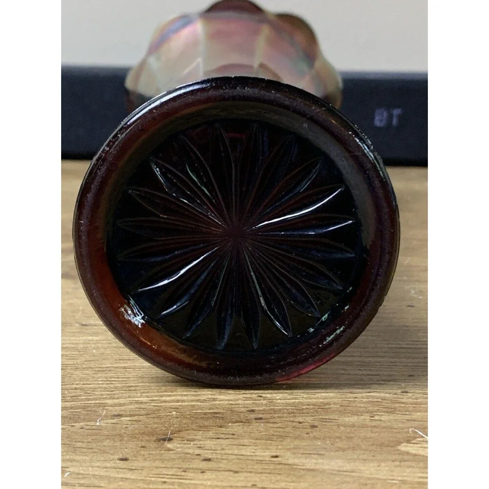 Vintage Concave Flute Carnival Glass Vase 8” By Westmoreland MCM Decorative READ